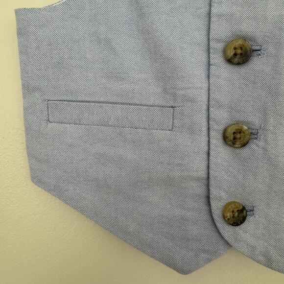 Janie and Jack Oxford Cotton Vest in Zen Blue - Picture 3 of 7